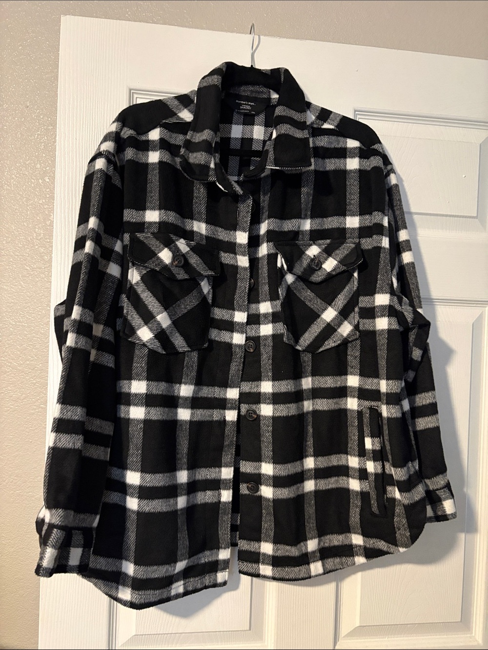 Black & White Plaid Utility Shacket Jacket